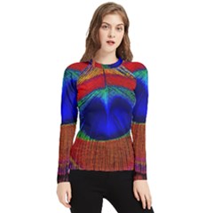 Peacock-feathers,blue 1 Women s Long Sleeve Rash Guard by nateshop