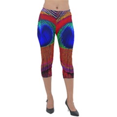 Peacock-feathers,blue 1 Lightweight Velour Capri Leggings  by nateshop