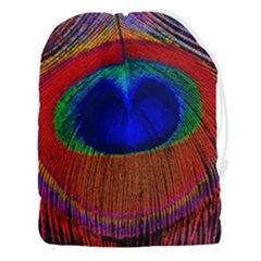 Peacock-feathers,blue 1 Drawstring Pouch (3xl) by nateshop