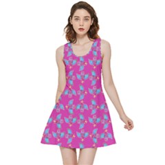 Winged Mutant Sketchy Cartoon Drawing Motif Pattern Inside Out Reversible Sleeveless Dress