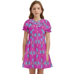 Winged Mutant Sketchy Cartoon Drawing Motif Pattern Kids  Bow Tie Puff Sleeve Dress by dflcprintsclothing