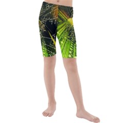 Machine Technology Circuit Electronic Computer Technics Detail Psychedelic Abstract Pattern Kids  Mid Length Swim Shorts