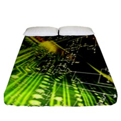 Machine Technology Circuit Electronic Computer Technics Detail Psychedelic Abstract Pattern Fitted Sheet (Queen Size)