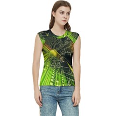 Machine Technology Circuit Electronic Computer Technics Detail Psychedelic Abstract Pattern Women s Raglan Cap Sleeve T-Shirt