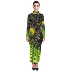 Machine Technology Circuit Electronic Computer Technics Detail Psychedelic Abstract Pattern Turtleneck Maxi Dress