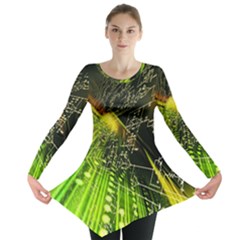 Machine Technology Circuit Electronic Computer Technics Detail Psychedelic Abstract Pattern Long Sleeve Tunic 