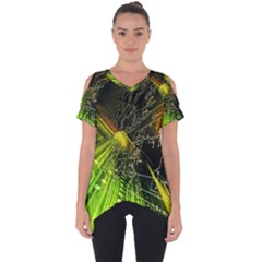 Machine Technology Circuit Electronic Computer Technics Detail Psychedelic Abstract Pattern Cut Out Side Drop T-Shirt