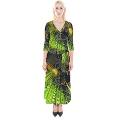 Machine Technology Circuit Electronic Computer Technics Detail Psychedelic Abstract Pattern Quarter Sleeve Wrap Maxi Dress