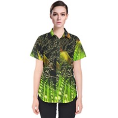 Machine Technology Circuit Electronic Computer Technics Detail Psychedelic Abstract Pattern Women s Short Sleeve Shirt