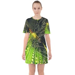 Machine Technology Circuit Electronic Computer Technics Detail Psychedelic Abstract Pattern Sixties Short Sleeve Mini Dress