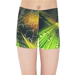 Machine Technology Circuit Electronic Computer Technics Detail Psychedelic Abstract Pattern Kids  Sports Shorts