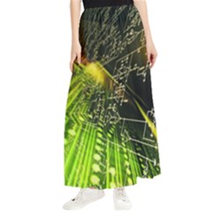 Machine Technology Circuit Electronic Computer Technics Detail Psychedelic Abstract Pattern Maxi Chiffon Skirt