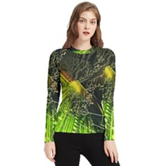 Machine Technology Circuit Electronic Computer Technics Detail Psychedelic Abstract Pattern Women s Long Sleeve Rash Guard