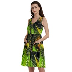 Machine Technology Circuit Electronic Computer Technics Detail Psychedelic Abstract Pattern Sleeveless Dress With Pocket