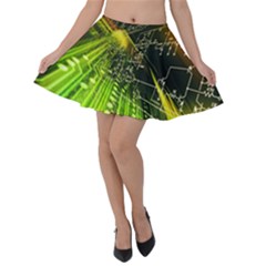 Machine Technology Circuit Electronic Computer Technics Detail Psychedelic Abstract Pattern Velvet Skater Skirt