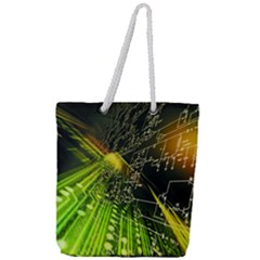 Machine Technology Circuit Electronic Computer Technics Detail Psychedelic Abstract Pattern Full Print Rope Handle Tote (Large)