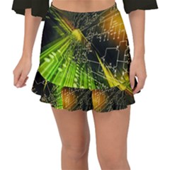 Machine Technology Circuit Electronic Computer Technics Detail Psychedelic Abstract Pattern Fishtail Mini Chiffon Skirt