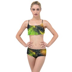 Machine Technology Circuit Electronic Computer Technics Detail Psychedelic Abstract Pattern Layered Top Bikini Set