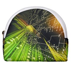 Machine Technology Circuit Electronic Computer Technics Detail Psychedelic Abstract Pattern Horseshoe Style Canvas Pouch