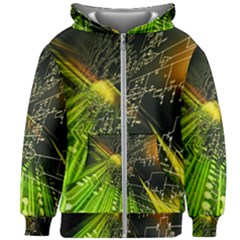 Machine Technology Circuit Electronic Computer Technics Detail Psychedelic Abstract Pattern Kids  Zipper Hoodie Without Drawstring