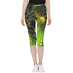 Machine Technology Circuit Electronic Computer Technics Detail Psychedelic Abstract Pattern Inside Out Lightweight Velour Capri Leggings 