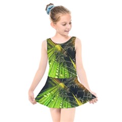 Machine Technology Circuit Electronic Computer Technics Detail Psychedelic Abstract Pattern Kids  Skater Dress Swimsuit