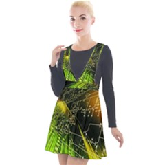 Machine Technology Circuit Electronic Computer Technics Detail Psychedelic Abstract Pattern Plunge Pinafore Velour Dress