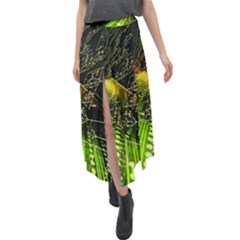 Machine Technology Circuit Electronic Computer Technics Detail Psychedelic Abstract Pattern Velour Split Maxi Skirt