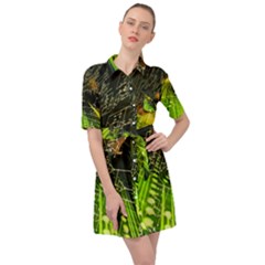 Machine Technology Circuit Electronic Computer Technics Detail Psychedelic Abstract Pattern Belted Shirt Dress by Sarkoni