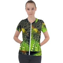 Machine Technology Circuit Electronic Computer Technics Detail Psychedelic Abstract Pattern Short Sleeve Zip Up Jacket