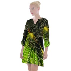 Machine Technology Circuit Electronic Computer Technics Detail Psychedelic Abstract Pattern Open Neck Shift Dress