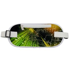 Machine Technology Circuit Electronic Computer Technics Detail Psychedelic Abstract Pattern Rounded Waist Pouch