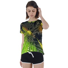 Machine Technology Circuit Electronic Computer Technics Detail Psychedelic Abstract Pattern Short Sleeve Open Back T-Shirt