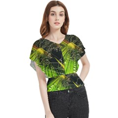 Machine Technology Circuit Electronic Computer Technics Detail Psychedelic Abstract Pattern Butterfly Chiffon Blouse