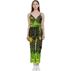 Machine Technology Circuit Electronic Computer Technics Detail Psychedelic Abstract Pattern V-Neck Camisole Jumpsuit