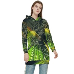 Machine Technology Circuit Electronic Computer Technics Detail Psychedelic Abstract Pattern Women s Long Oversized Pullover Hoodie