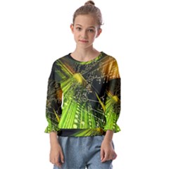 Machine Technology Circuit Electronic Computer Technics Detail Psychedelic Abstract Pattern Kids  Cuff Sleeve Top