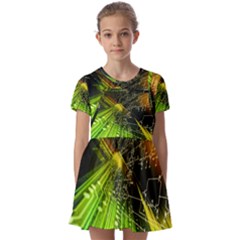 Machine Technology Circuit Electronic Computer Technics Detail Psychedelic Abstract Pattern Kids  Short Sleeve Pinafore Style Dress