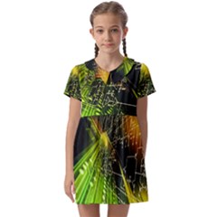 Machine Technology Circuit Electronic Computer Technics Detail Psychedelic Abstract Pattern Kids  Asymmetric Collar Dress