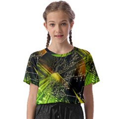 Machine Technology Circuit Electronic Computer Technics Detail Psychedelic Abstract Pattern Kids  Basic T-Shirt