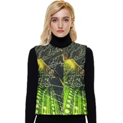 Machine Technology Circuit Electronic Computer Technics Detail Psychedelic Abstract Pattern Women s Button Up Puffer Vest