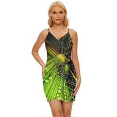 Machine Technology Circuit Electronic Computer Technics Detail Psychedelic Abstract Pattern Wrap Tie Front Dress