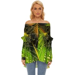 Machine Technology Circuit Electronic Computer Technics Detail Psychedelic Abstract Pattern Off Shoulder Chiffon Pocket Shirt