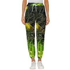 Machine Technology Circuit Electronic Computer Technics Detail Psychedelic Abstract Pattern Women s Cropped Drawstring Pants