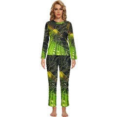 Machine Technology Circuit Electronic Computer Technics Detail Psychedelic Abstract Pattern Womens  Long Sleeve Lightweight Pajamas Set