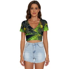Machine Technology Circuit Electronic Computer Technics Detail Psychedelic Abstract Pattern V-Neck Crop Top