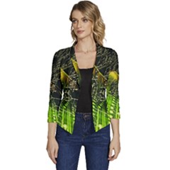 Machine Technology Circuit Electronic Computer Technics Detail Psychedelic Abstract Pattern Women s Casual 3/4 Sleeve Spring Jacket