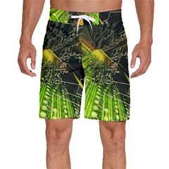 Machine Technology Circuit Electronic Computer Technics Detail Psychedelic Abstract Pattern Men s Beach Shorts