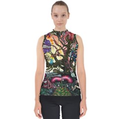 Psychedelic Funky Trippy Mock Neck Shell Top