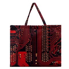 Technology Computer Circuit Zipper Large Tote Bag